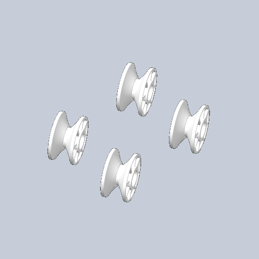 CAD preview of dishwasher wheel replacement parts.