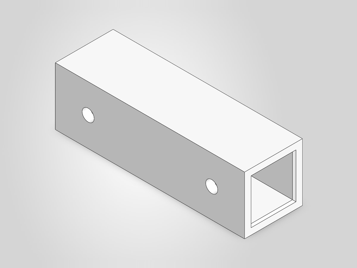 CAD model of the straight joiner sleeve with screw holes.
