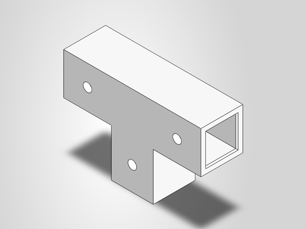 CAD model of the tee connector for a mid post.