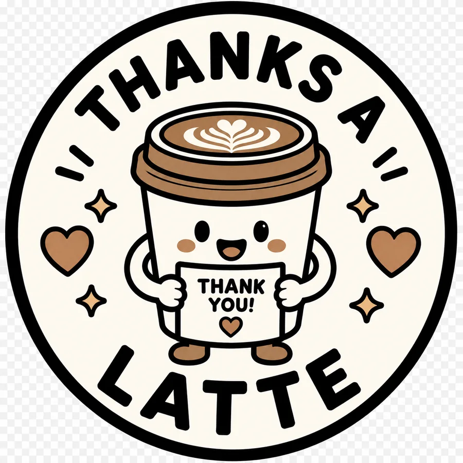 Thanks a Latte coffee coaster design number 02.