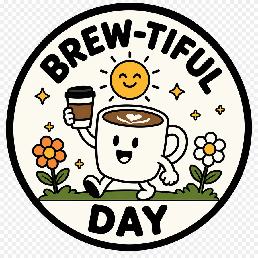 Brew-tiful Day coffee coaster design number 04.