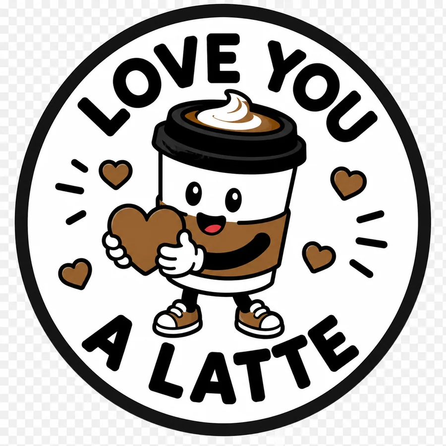 Love You a Latte coffee coaster design number 07.