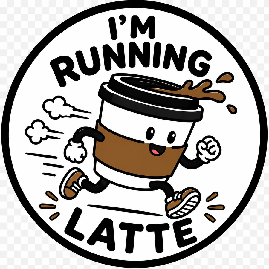 I'm Running Latte coffee coaster design number 20.
