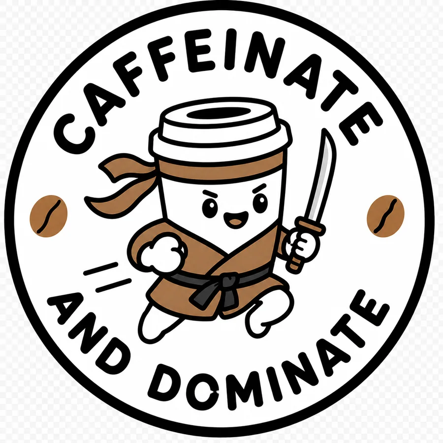 Caffeinate and Dominate coffee coaster design number 22.