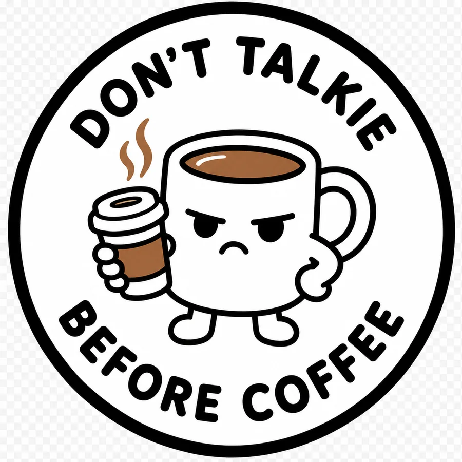 Don't Talkie Before Coffee coaster design number 25.