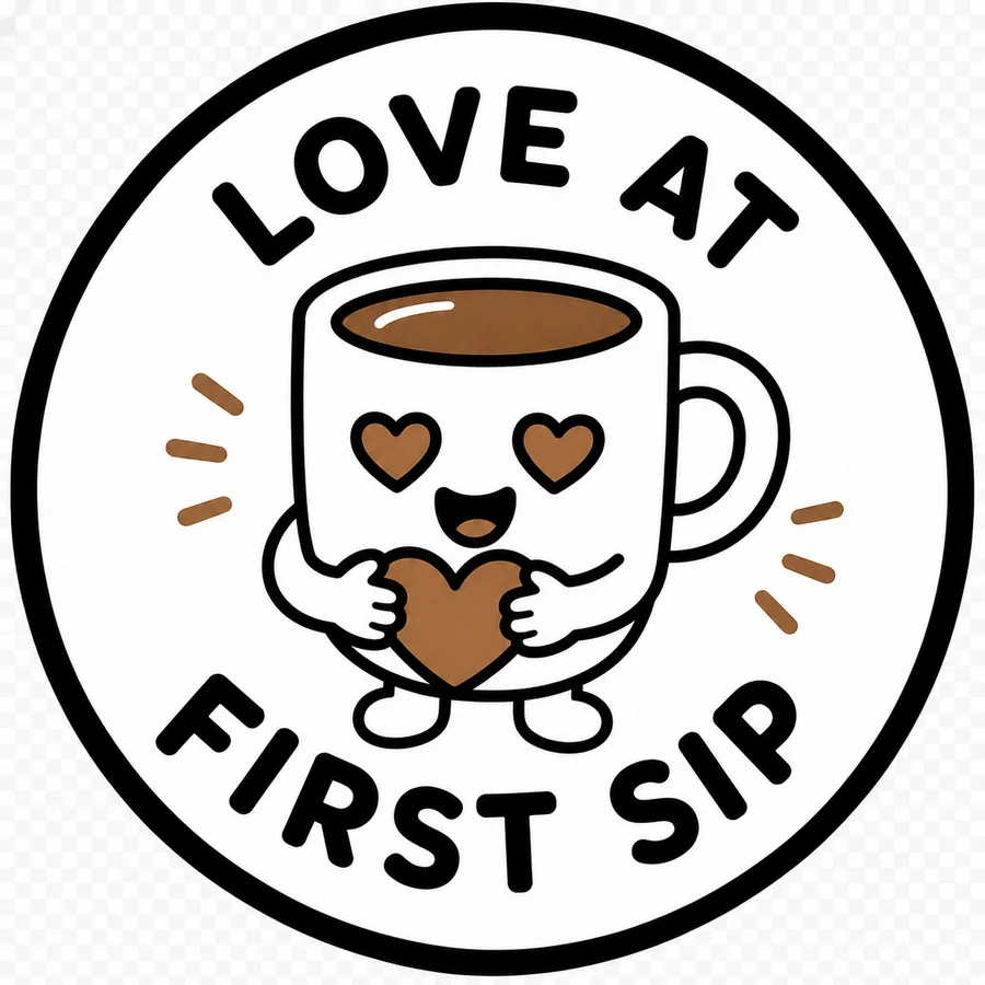 Love at First Sip coffee coaster design number 29.