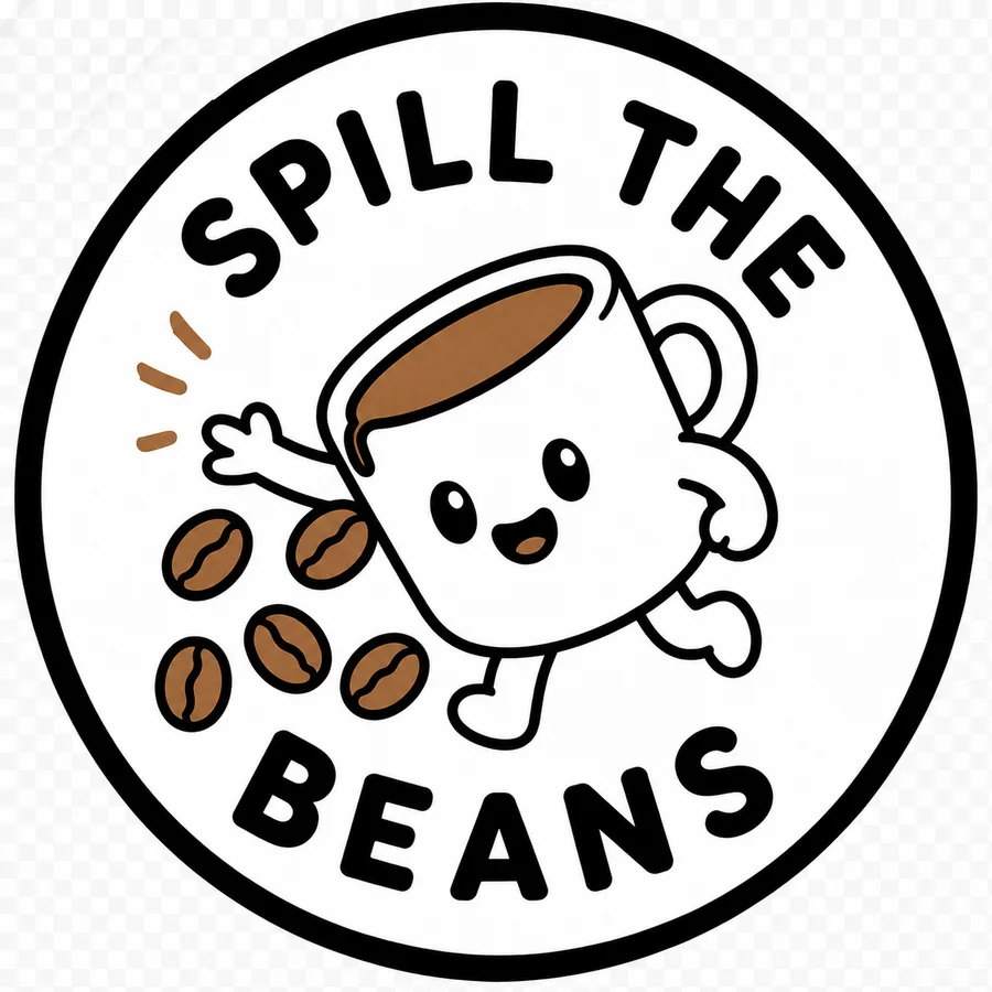 Spill the Beans coffee coaster design number 31.