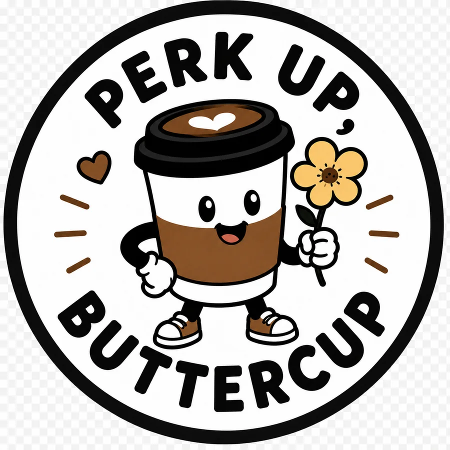 Perk Up, Buttercup coffee coaster design number 35.