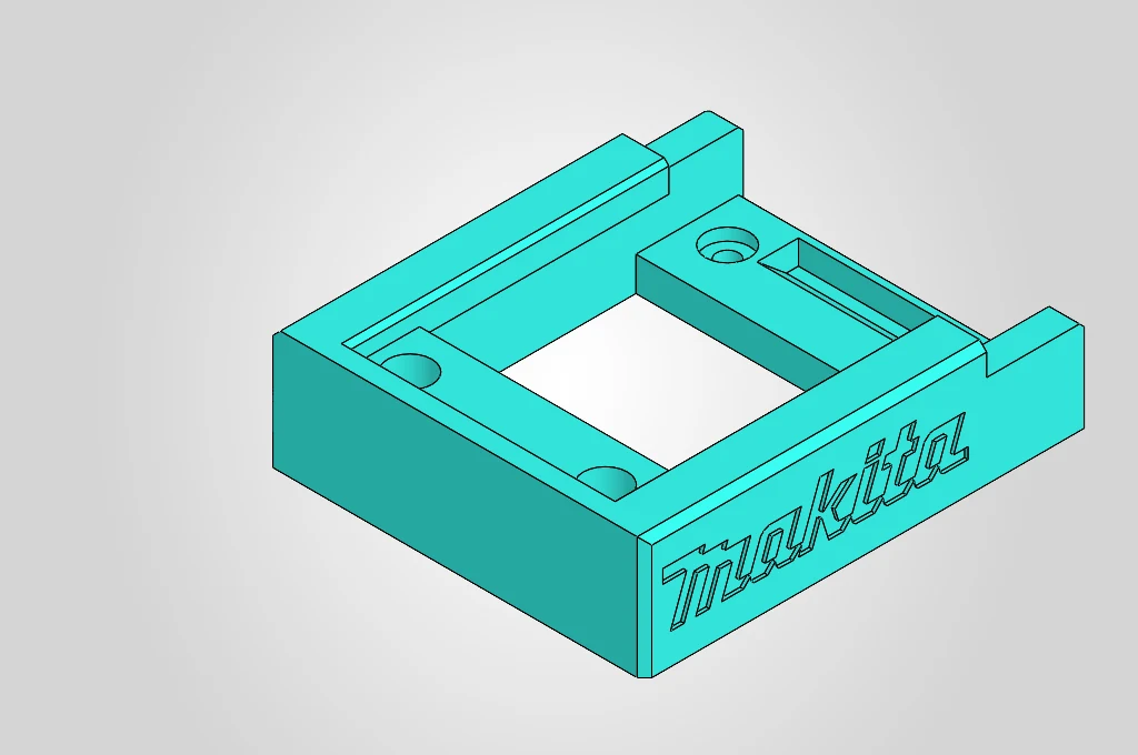 CAD render of the Quality3Ds Makita single battery mount.
