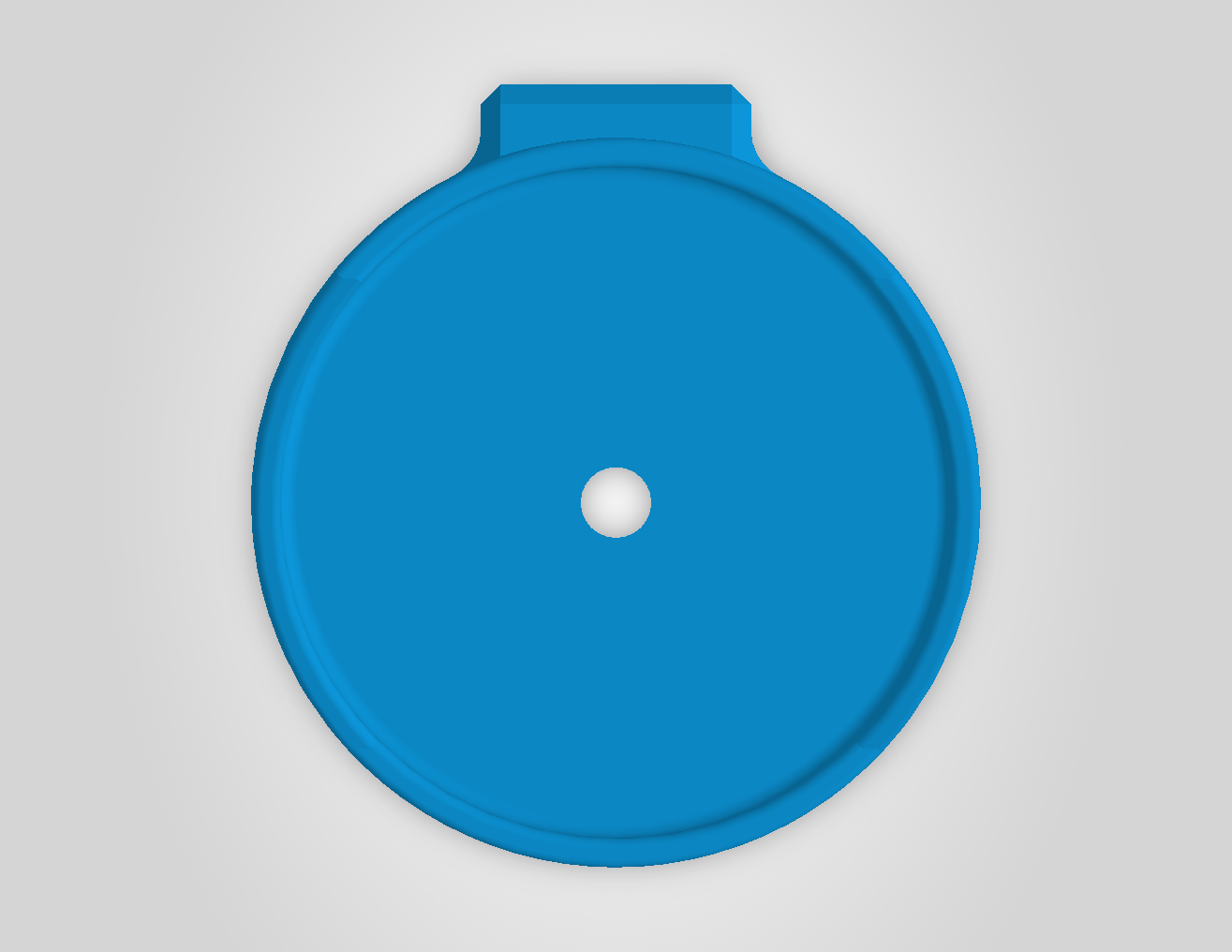 Top CAD view of the circular opening and base of the tractor bottle holder.